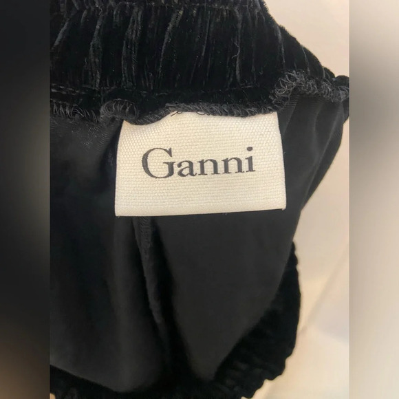 GANNI Silk Velvet Shorts Black Size Small - Picture 3 of 6
